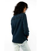 Chemise en gaze de coton et broderies Mala bleue