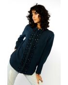 Chemise en gaze de coton et broderies Mala bleue