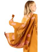 Foulard en gaze de coton brodé Ocampo camel