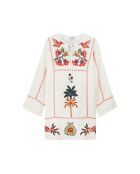 Robe courte à manches longues et broderies Fara beige