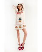 Robe courte à manches longues et broderies Fara beige