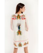 Robe courte à manches longues et broderies Fara beige