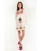Robe courte à manches longues et broderies Fara beige