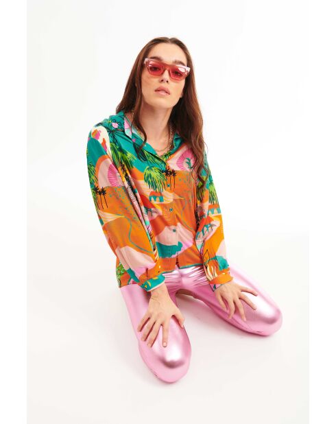 Legging lamé Flashdance rose