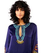 Blouse imprimé ethnique Noah bleue