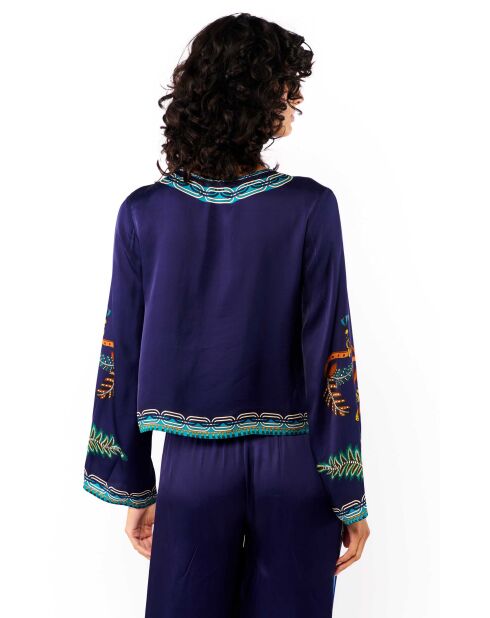 Blouse imprimé ethnique Noah bleue