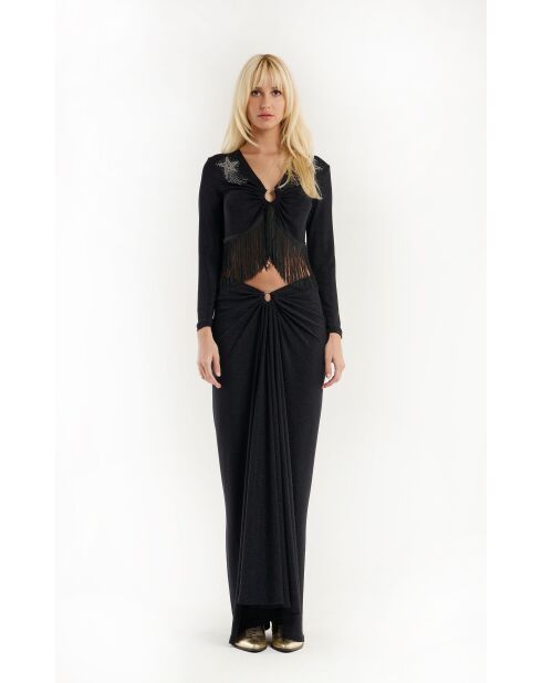 Jupe longue irisé Lotus noire