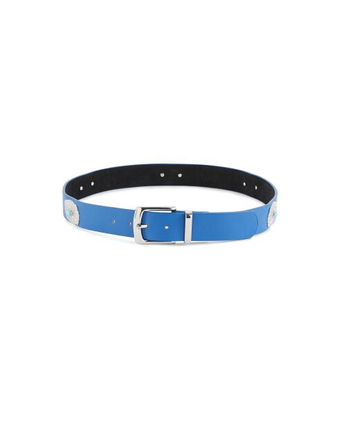 Ceinture en cuir inspiration navajo Kishi bleue