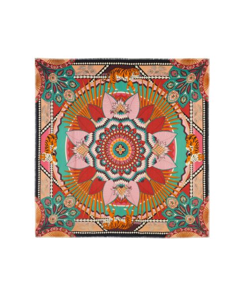 Grand foulard imprimés colorés Tiger Year rouge