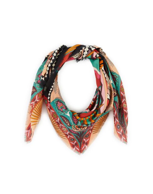 Grand foulard imprimés colorés Tiger Year rouge