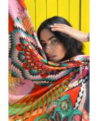 Grand foulard imprimés colorés Tiger Year rouge