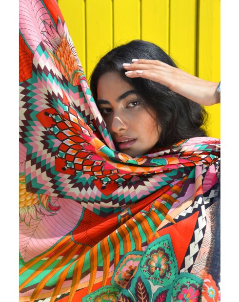 Grand foulard imprimés colorés Tiger Year rouge