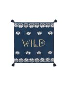 Foulard en gaze de coton brodé Ocampo bleu