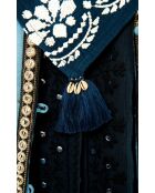 Foulard en gaze de coton brodé Ocampo bleu
