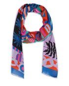 Grand foulard illustrations colorées Scritch bleu