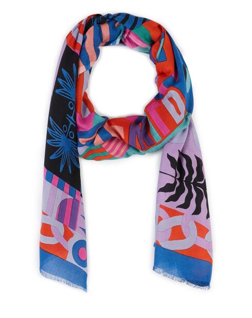 Grand foulard illustrations colorées Scritch bleu