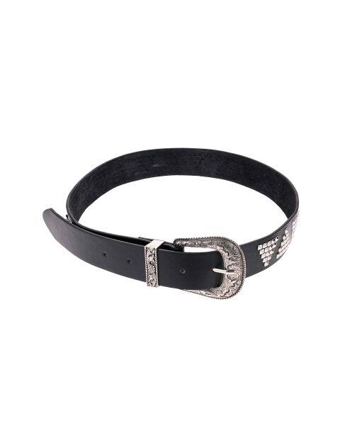 Ceinture unie avec studs et boucle travaillée Lars noire