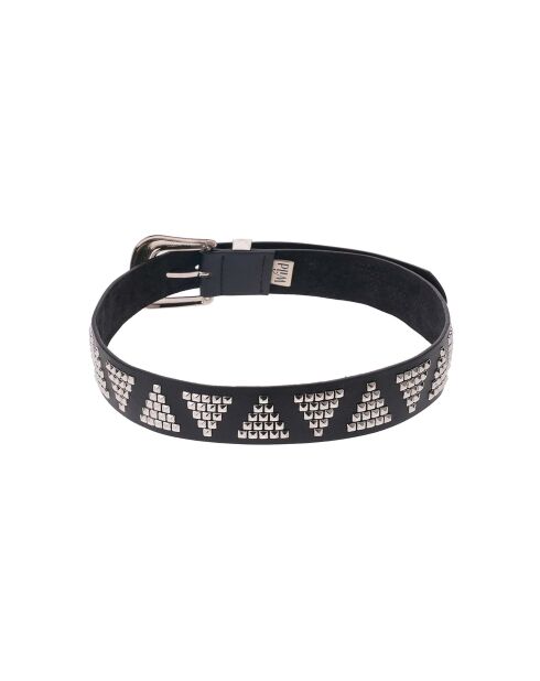 Ceinture unie avec studs et boucle travaillée Lars noire