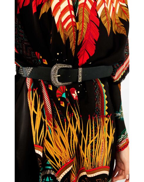 Ceinture unie avec studs et boucle travaillée Lars noire