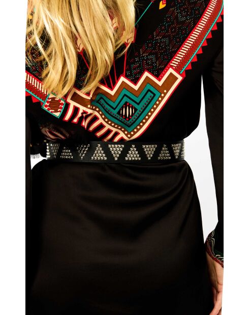 Ceinture unie avec studs et boucle travaillée Lars noire