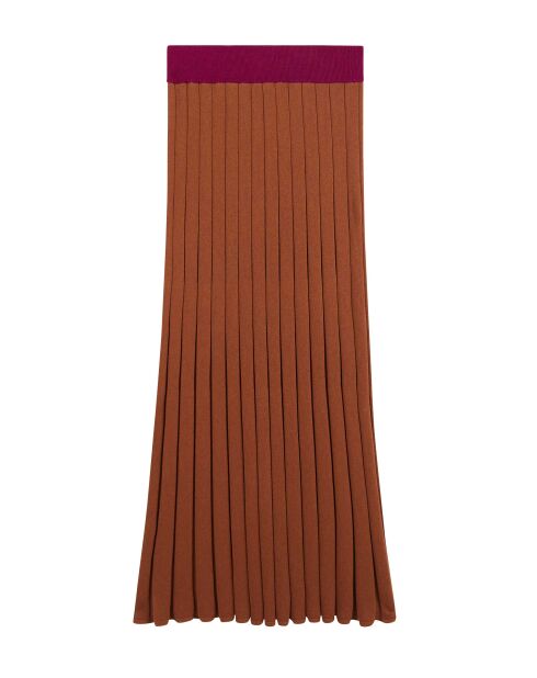 Jupe en maille plissée Zelda marron