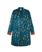Robe chemise courte en velours Rosaria bleue
