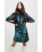 Robe chemise courte en velours Rosaria bleue