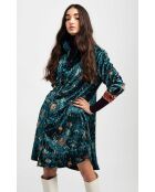 Robe chemise courte en velours Rosaria bleue