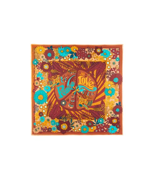 Grand foulard imprimé floral Peacelove ocre