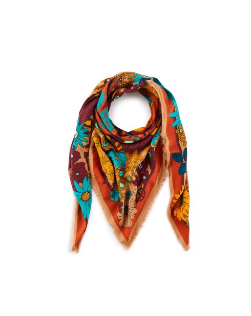 Grand foulard imprimé floral Peacelove ocre