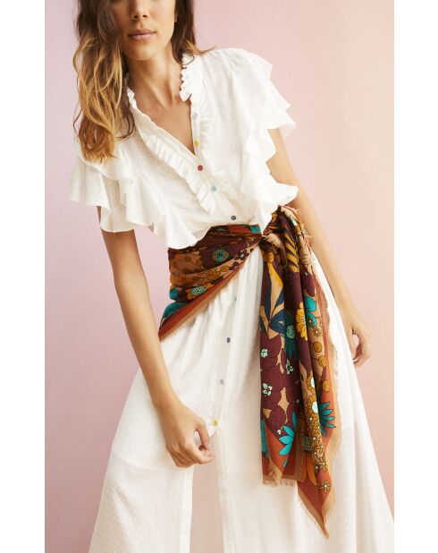 Grand foulard imprimé floral Peacelove ocre