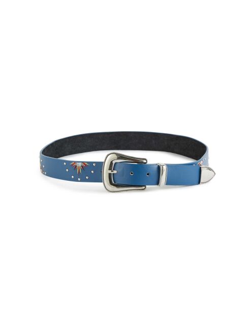Ceinture en cuir brodée Hateya bleue