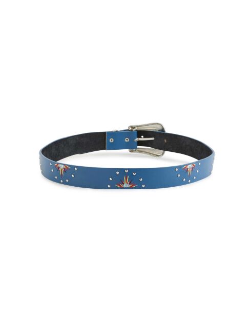 Ceinture en cuir brodée Hateya bleue
