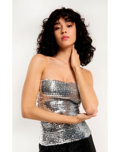 Jupe sequins Iwa argentée