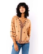 Blouse à broderies bohème Graziella beige