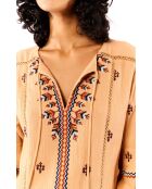 Blouse à broderies bohème Graziella beige