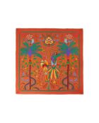 Grand foulard symboles exotiques Magic India rouge