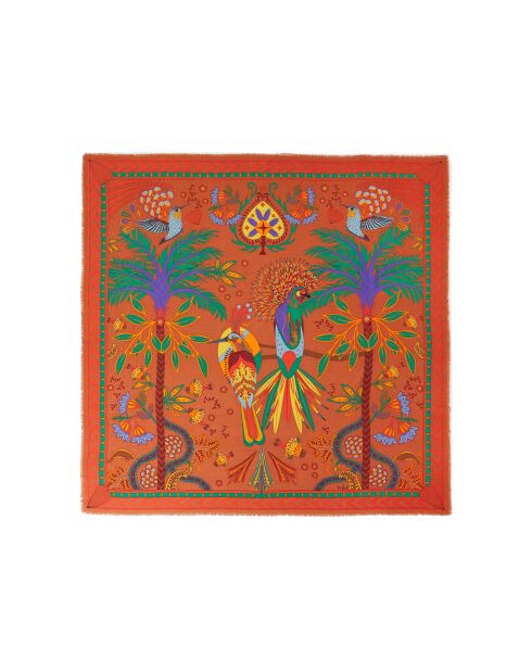 Grand foulard symboles exotiques Magic India rouge