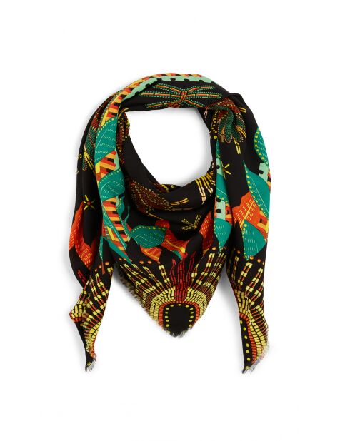 Grand foulard motifs ethniques Wakiza noir