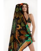 Grand foulard motifs ethniques Wakiza noir