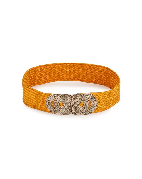 Ceinture élastiquée avec fermeture à l'avant boucle en crochet Kais jaune