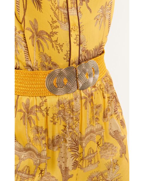 Ceinture élastiquée avec fermeture à l'avant boucle en crochet Kais jaune