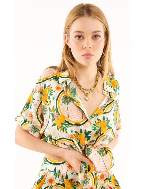 Chemise manches courtes imprimé Brendon jaune