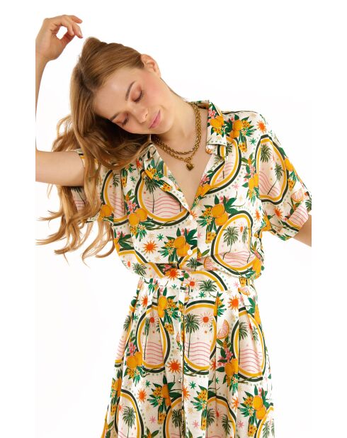 Chemise manches courtes imprimé Brendon jaune