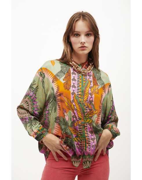 Chemise imprimé faune Bonaventure Zoulou violette