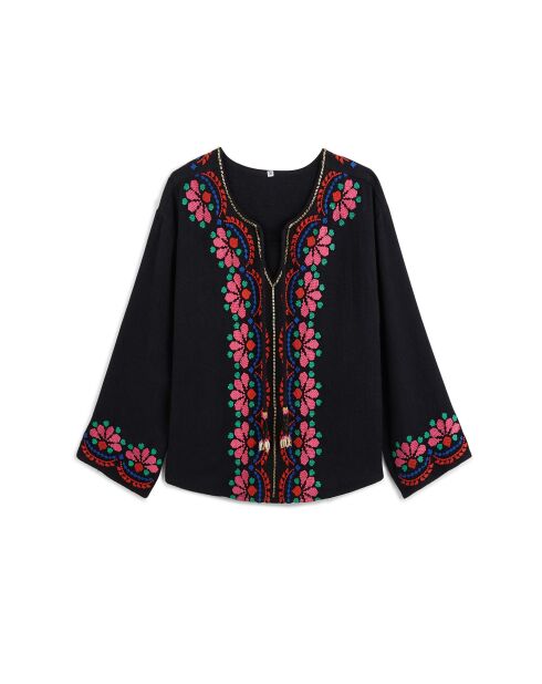 Blouse avec broderies Talara noire