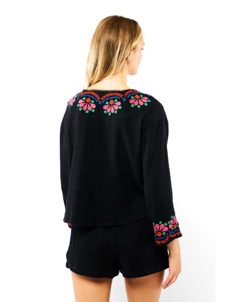 Blouse avec broderies Talara noire
