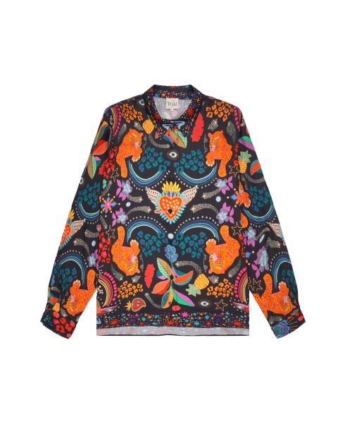 Chemise imprimé animaux fantastiques Bonaventure Crazy World noire