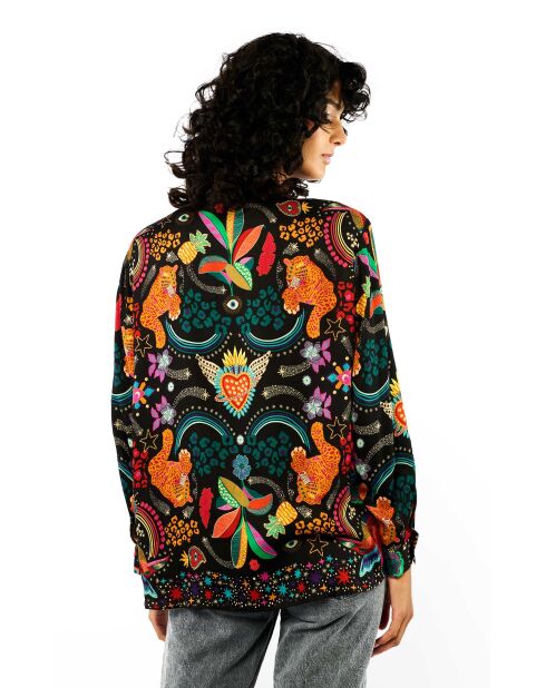 Chemise imprimé animaux fantastiques Bonaventure Crazy World noire