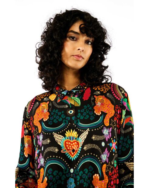 Chemise imprimé animaux fantastiques Bonaventure Crazy World noire